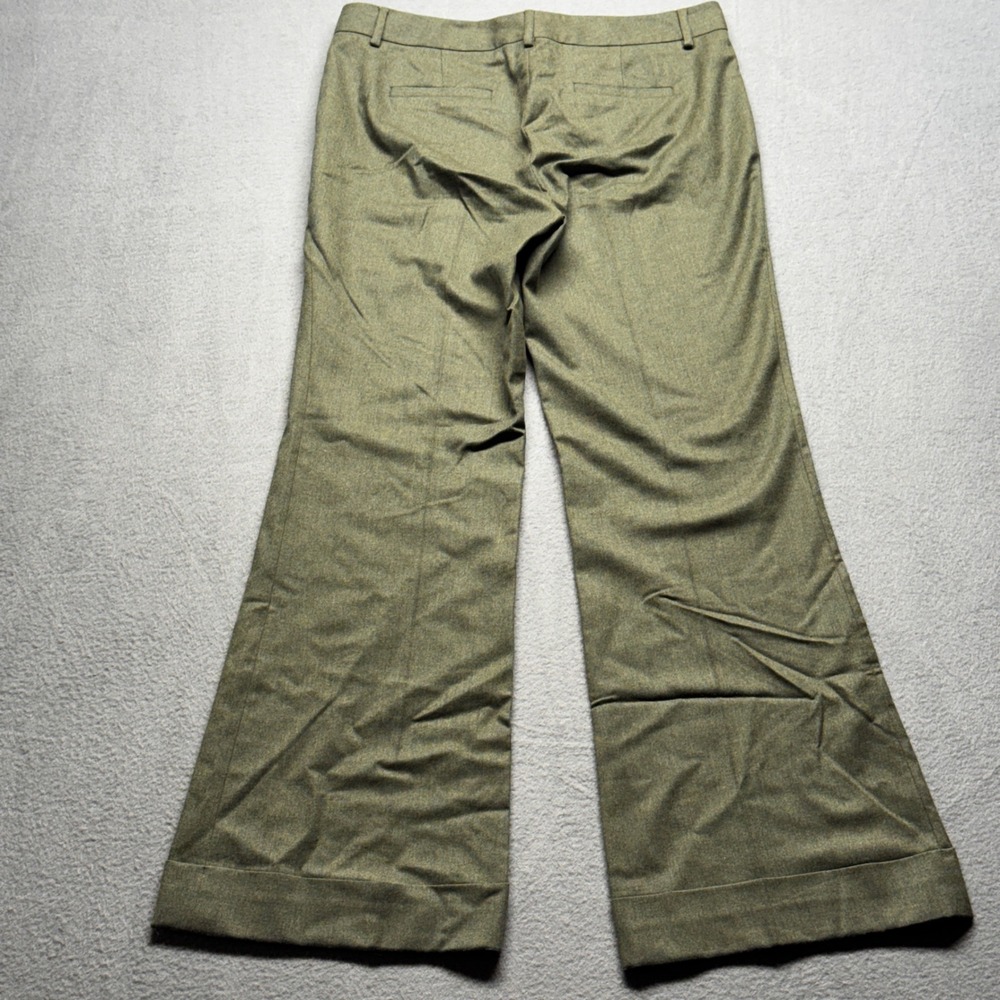 J.Crew Super 110s Wool Wide Leg Cuffed Dress Pants 10 Olive Green Low Fit 70334 - Picture 2 of 10